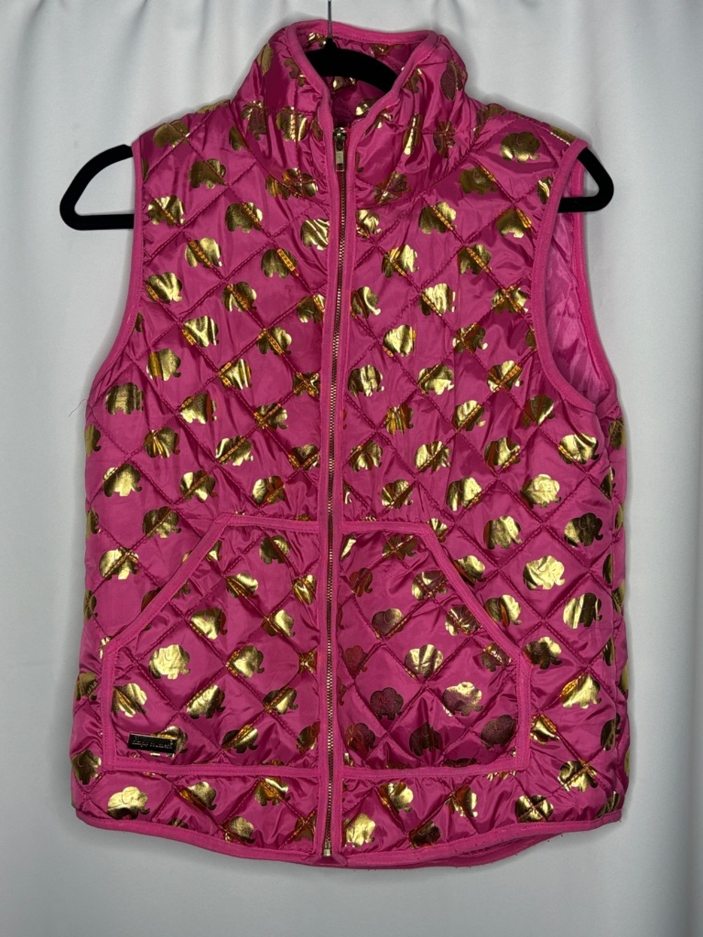 Quilted Pink Simply Southern Vest with Gold Elephant Accents